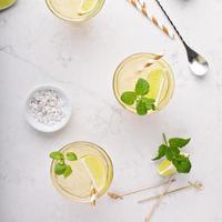 Lemonade with ice and mint photo