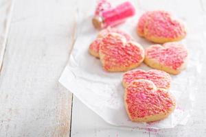 galletas en forma de corazón del día de san valentín foto