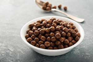 Chocolate cereals in a white bowl photo