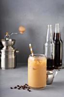 Cold brew iced coffee in glass bottles photo