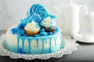 Baby shower or boy birthday cake photo