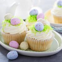 Easter vanilla cupcakes with cream cheese frosting photo