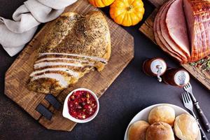 Roasted turkey breast sliced photo