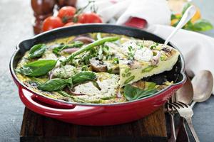 Asparagus, mushrooms and goat cheese frittata photo