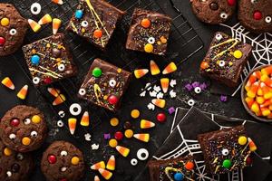 Chocolate monster brownies homemade treats for Halloween photo