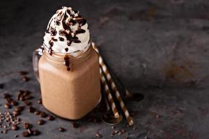 Chocolate frappe coffee with whipped cream photo