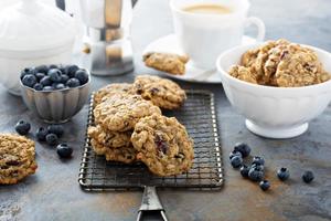 Healthy oatmeal cookies with dried fruits photo