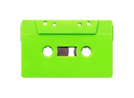 Green cassette tape isolated on white bakground witn clipping path photo