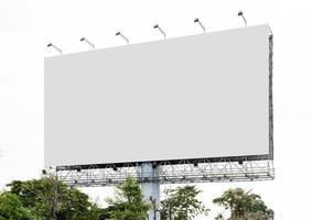 Outdoor billboard on blue sky background with white background mock up. clipping path photo