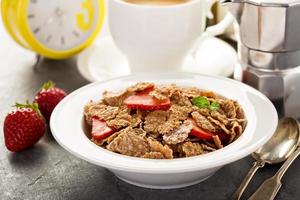 Multigrain healthy cereals with fresh strawberry photo