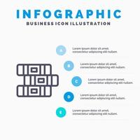 Education Notebook Stationary Line icon with 5 steps presentation infographics Background vector