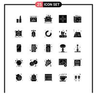 Pictogram Set of 25 Simple Solid Glyphs of api setting gravel automation signs Editable Vector Design Elements