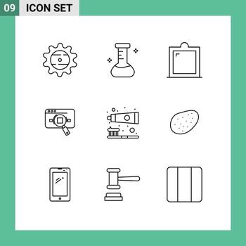 9 Thematic Vector Outlines and Editable Symbols of web information furniture data analytic Editable Vector Design Elements