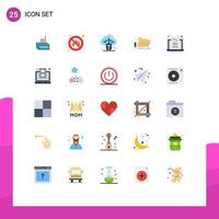 25 User Interface Flat Color Pack of modern Signs and Symbols of resource tool place folder online Editable Vector Design Elements