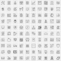 paquete de 100 iconos de líneas universales para móviles y web vector