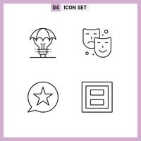 4 Universal Line Signs Symbols of proteced ideas bubble idea art message Editable Vector Design Elements