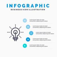 Bulb Glow Idea Insight Inspiriting Line icon with 5 steps presentation infographics Background vector