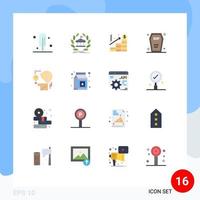 Set of 16 Modern UI Icons Symbols Signs for marketing funeral analysis death casket Editable Pack of Creative Vector Design Elements