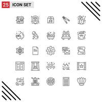 Set of 25 Modern UI Icons Symbols Signs for snow work ecommerce tool construction Editable Vector Design Elements