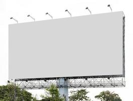 Outdoor billboard on blue sky background with white background mock up. clipping path photo