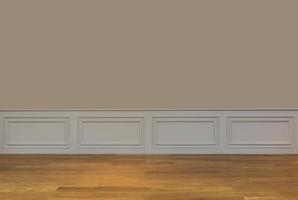Interior walls with copy space.Walls with mouldings and Wood flooring photo