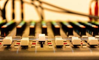 Close up scroll bar button control sound board mixer photo