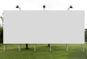 Outdoor billboard background in garden with white background mock up. clipping path photo