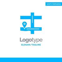 Map Navigation Pin Blue Solid Logo Template Place for Tagline vector