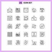 25 Icons in Line Style Outline Symbols on White Background Creative Vector Signs for Web mobile and Print Creative Black Icon vector background