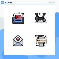 Pictogram Set of 4 Simple Filledline Flat Colors of document gym mobile cycling delete Editable Vector Design Elements