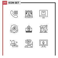 Set of 9 Modern UI Icons Symbols Signs for local lend security banking e Editable Vector Design Elements