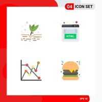 4 Flat Icon concept for Websites Mobile and Apps agriculture chart plant seo burger Editable Vector Design Elements