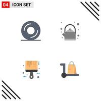 4 Flat Icon concept for Websites Mobile and Apps cd color breakfast brush ecommerce Editable Vector Design Elements