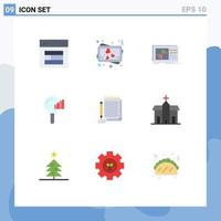 Group of 9 Modern Flat Colors Set for notepad service control search studio Editable Vector Design Elements