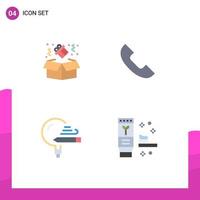 4 Flat Icon concept for Websites Mobile and Apps birthday learning call mobile study Editable Vector Design Elements