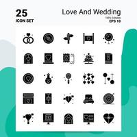 25 conjunto de iconos de amor y boda 100 archivos editables eps 10 ideas de concepto de logotipo de empresa diseño de icono de glifo sólido vector