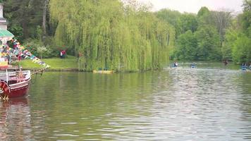 sailing boat with tourists on the lake video