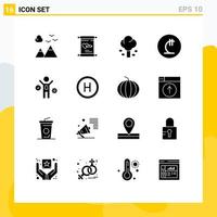 Modern Set of 16 Solid Glyphs and symbols such as business georgia environment currency tree Editable Vector Design Elements