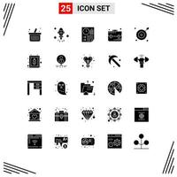 Universal Icon Symbols Group of 25 Modern Solid Glyphs of arrow target data school bag Editable Vector Design Elements