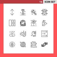 Set of 16 Vector Outlines on Grid for interface collage flash web coding Editable Vector Design Elements