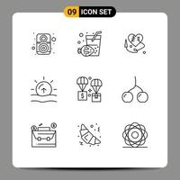 9 User Interface Outline Pack of modern Signs and Symbols of logistic delivery broken heart air sunrise Editable Vector Design Elements