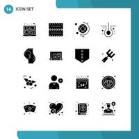 Modern Set of 16 Solid Glyphs Pictograph of briefcase paper sick hair presentation obstetrics Editable Vector Design Elements