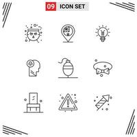 Outline Pack of 9 Universal Symbols of idea business location light idea Editable Vector Design Elements