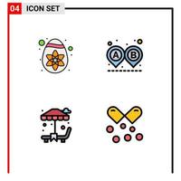 Set of 4 Modern UI Icons Symbols Signs for decoration garden destination ride nutrients capsules Editable Vector Design Elements