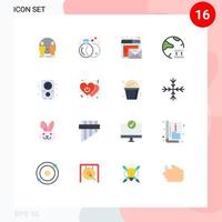 16 Flat Color concept for Websites Mobile and Apps server database rings data online Editable Pack of Creative Vector Design Elements