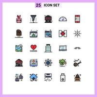 Set of 25 Modern UI Icons Symbols Signs for mobile gauge funnel dashboard joystick Editable Vector Design Elements