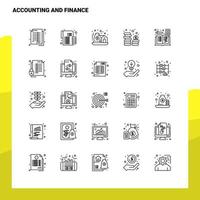 conjunto de iconos de línea de contabilidad y finanzas conjunto de 25 iconos diseño de estilo minimalista vectorial conjunto de iconos negros paquete de pictogramas lineales vector