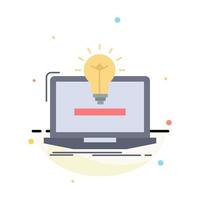 laptop solution idea bulb solution Flat Color Icon Vector