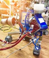 Close up Extracorporeal membrane oxygenation  in Seriously ill patients in intensive care unit with a artificial blood circulation apparatus,Blurry image. photo