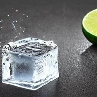 Ice cube. Stack of ice cubes. fresh cool ice cube background. photo